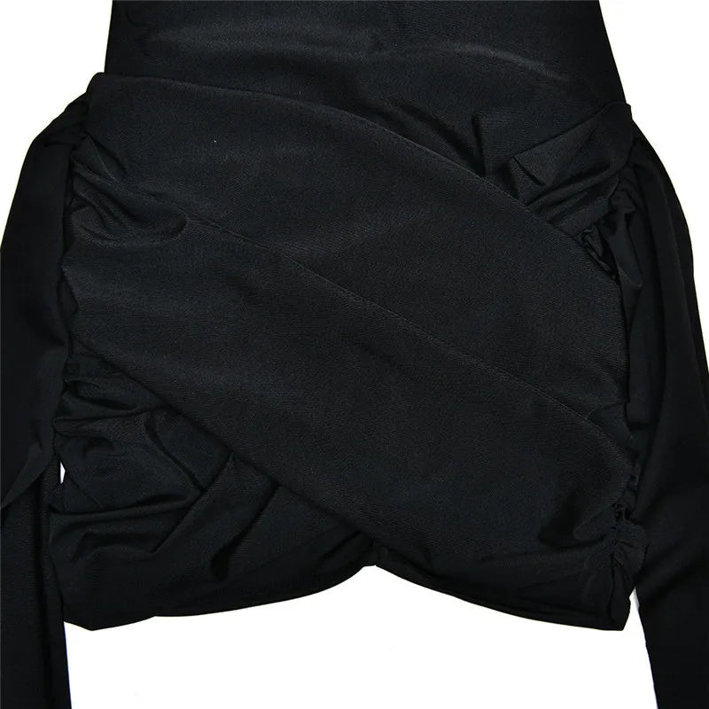 Mozision Turtleneck Sleeveless Sexy Mini Dress For Women Fashion Irregular Ruched Tank Dress Femme Elegant Club Party Dress 