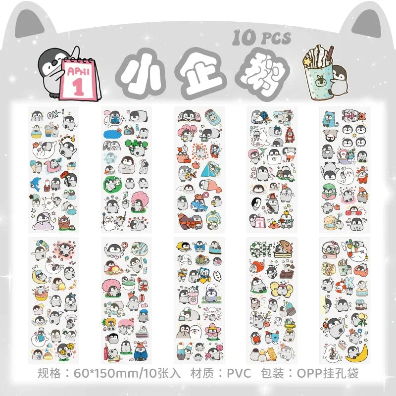 Cartoon Decorative Sticker Sheets – 10-Piece Pack