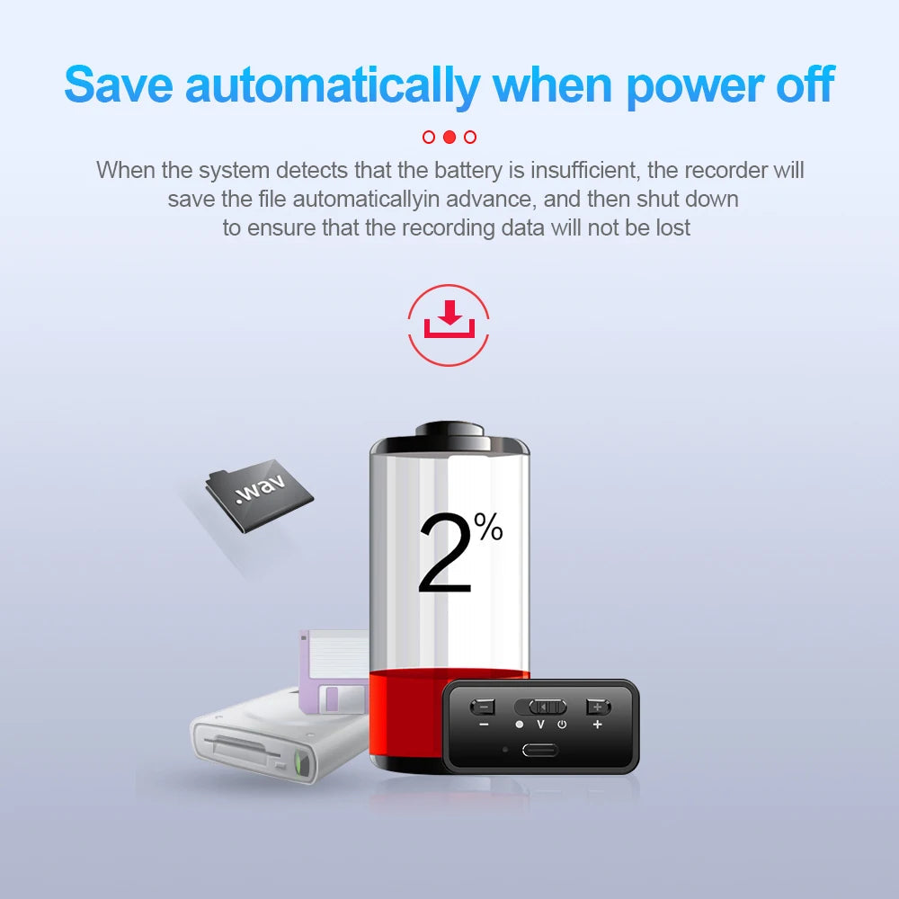 900Hours Small Sound Activated Voice Recorder 8G-64GB USB Flash Drive Audio Dictaphone Noise Reduce Magnet Attraction Mp3 Player 