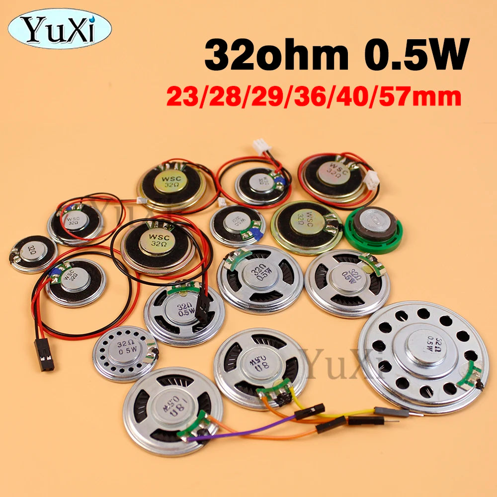 32 Ohm 0.5 W Mini Speaker, Size and Wiring Options