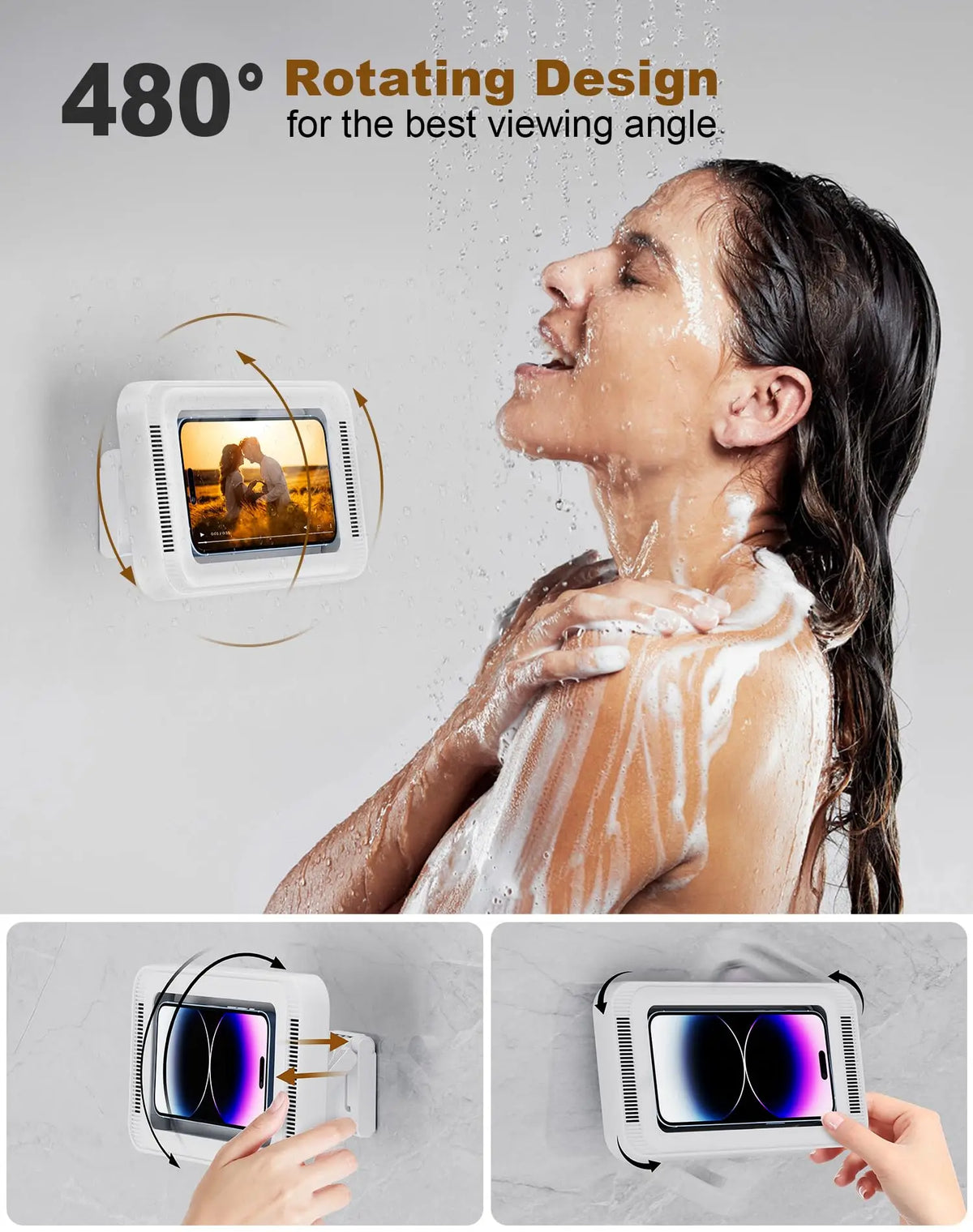 Rotating Wall-Mounted Phone Holder with Enclosed Cover