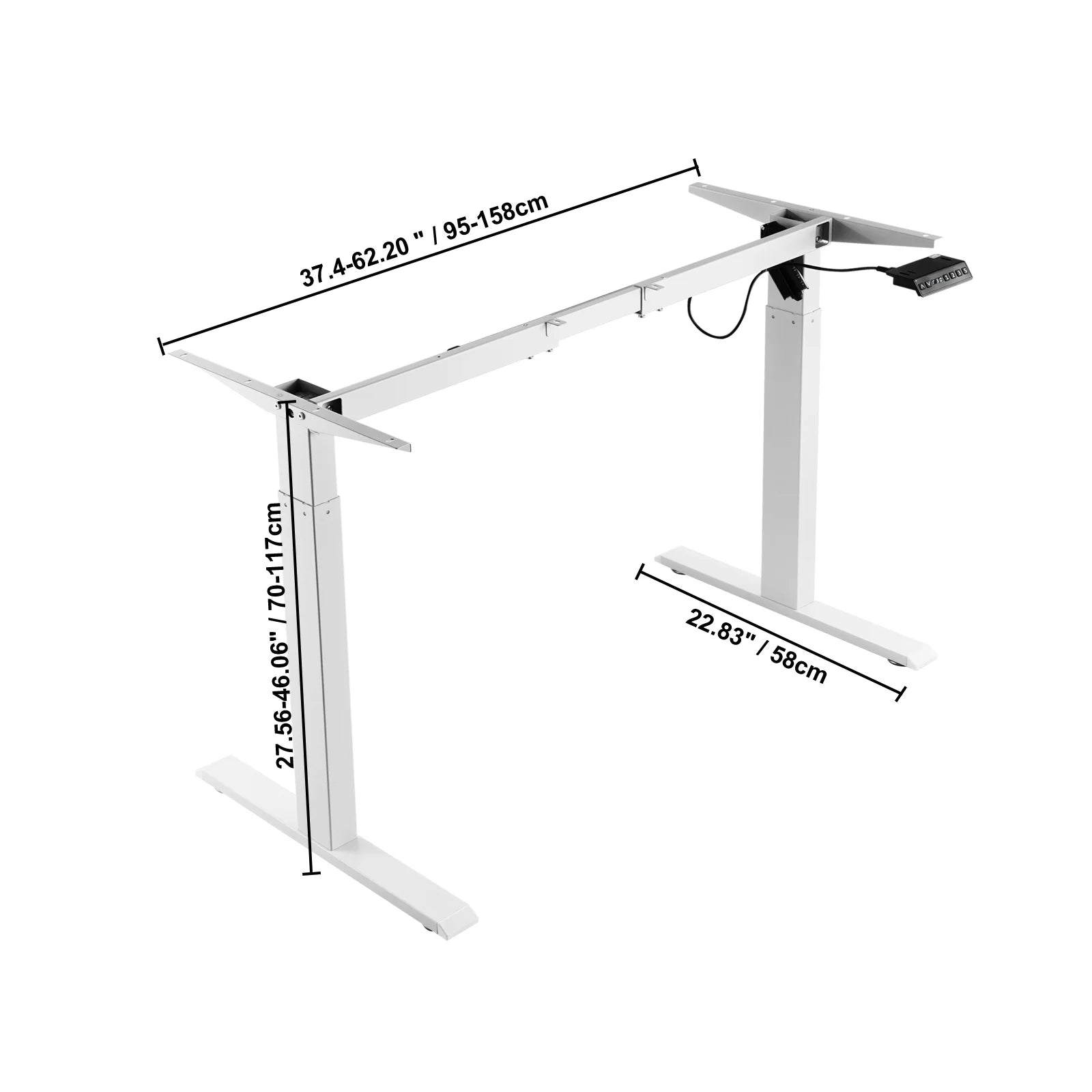 Cadre de bureau debout SucceBuy électrique, tréteaux de bureau ergonomique ajustable pour ordinateur, base de poste de travail DIY pour maison/bureau, noir et blanc