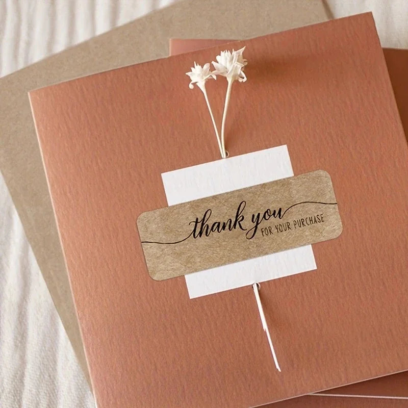 Kraft Paper Thank You Stickers Roll for Gift Packaging