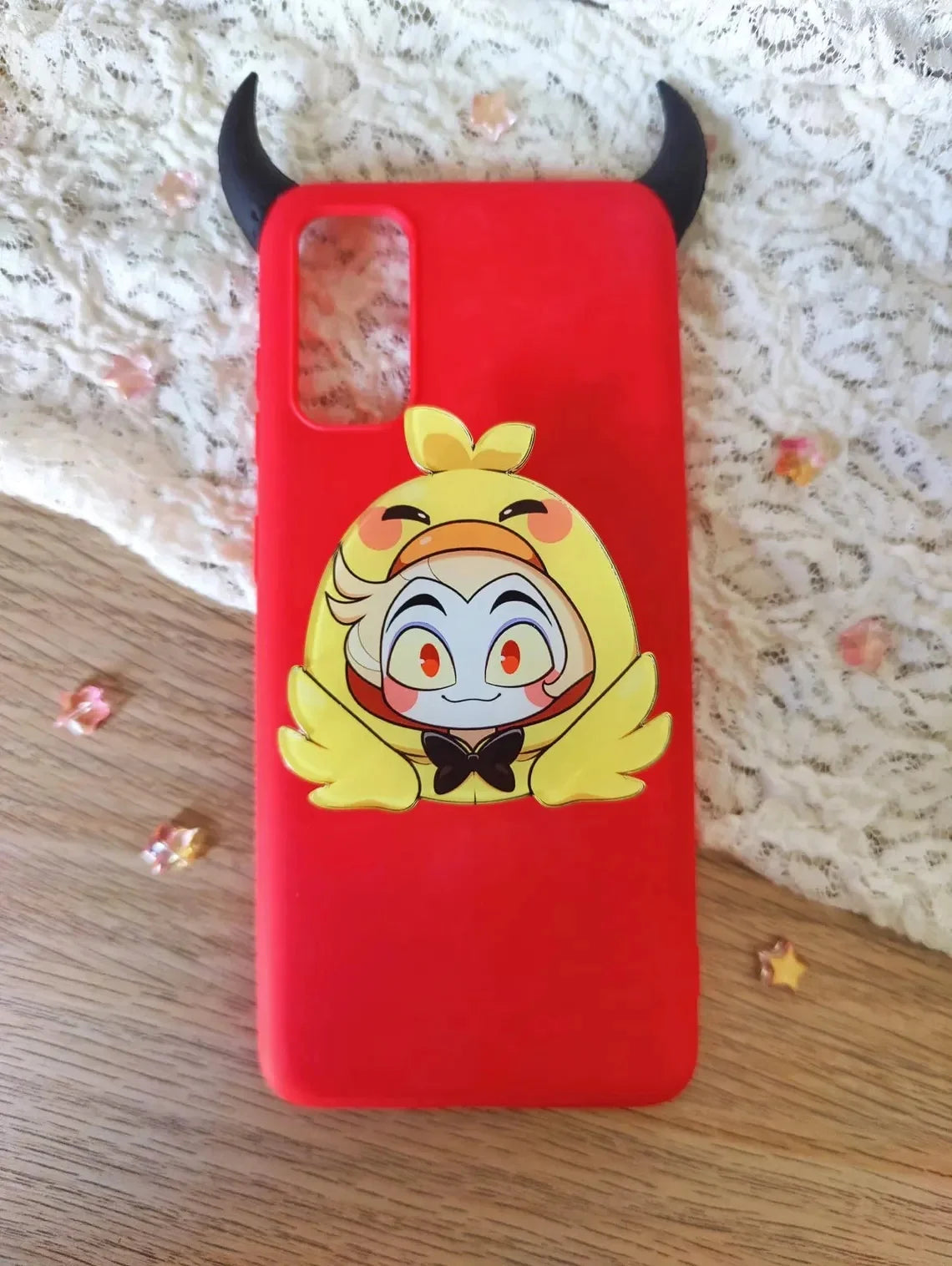 Phone Stand with Helluva Boss and Hazbin Hotel Artwork