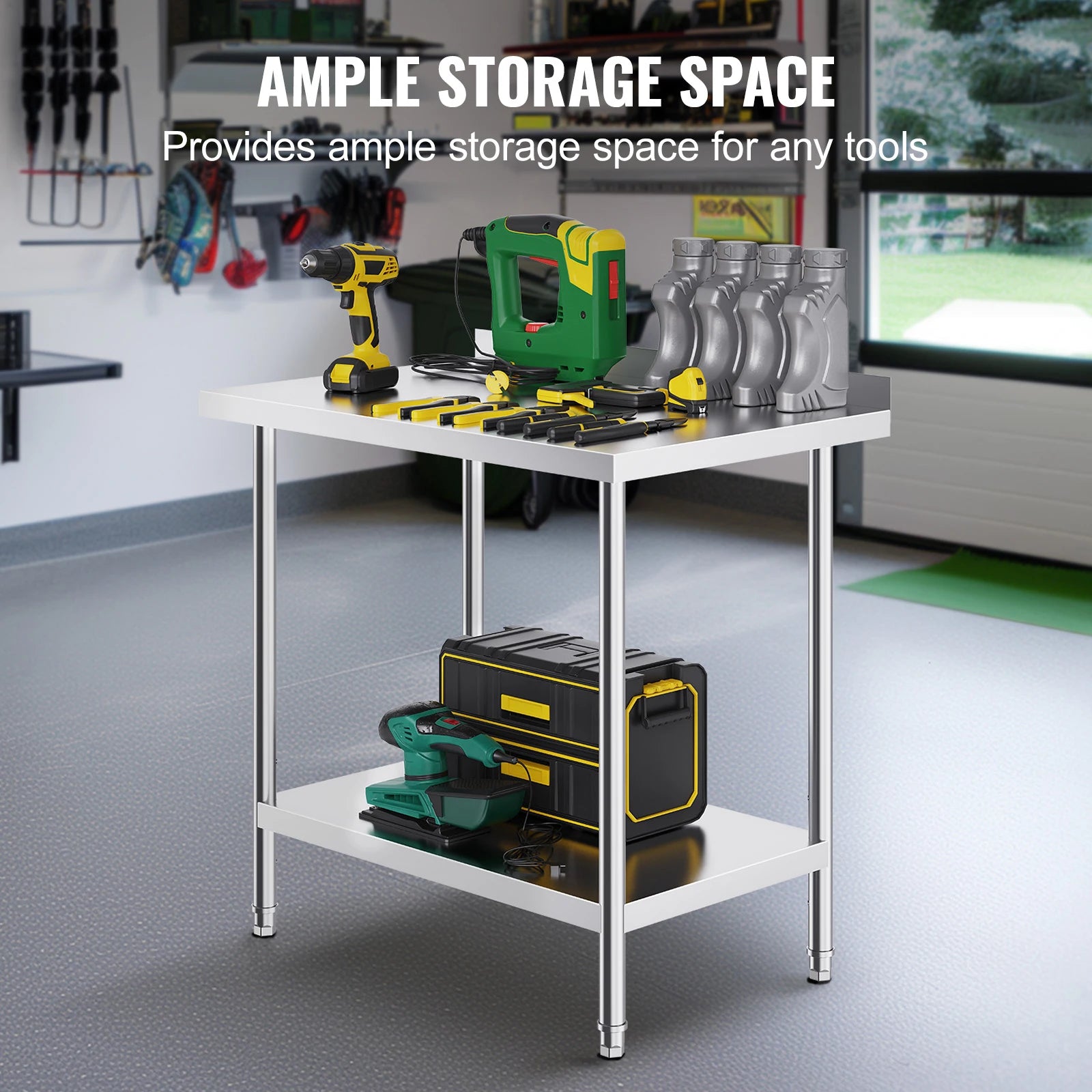 Stainless Steel Work Table with Adjustable Shelf for Kitchen Use
