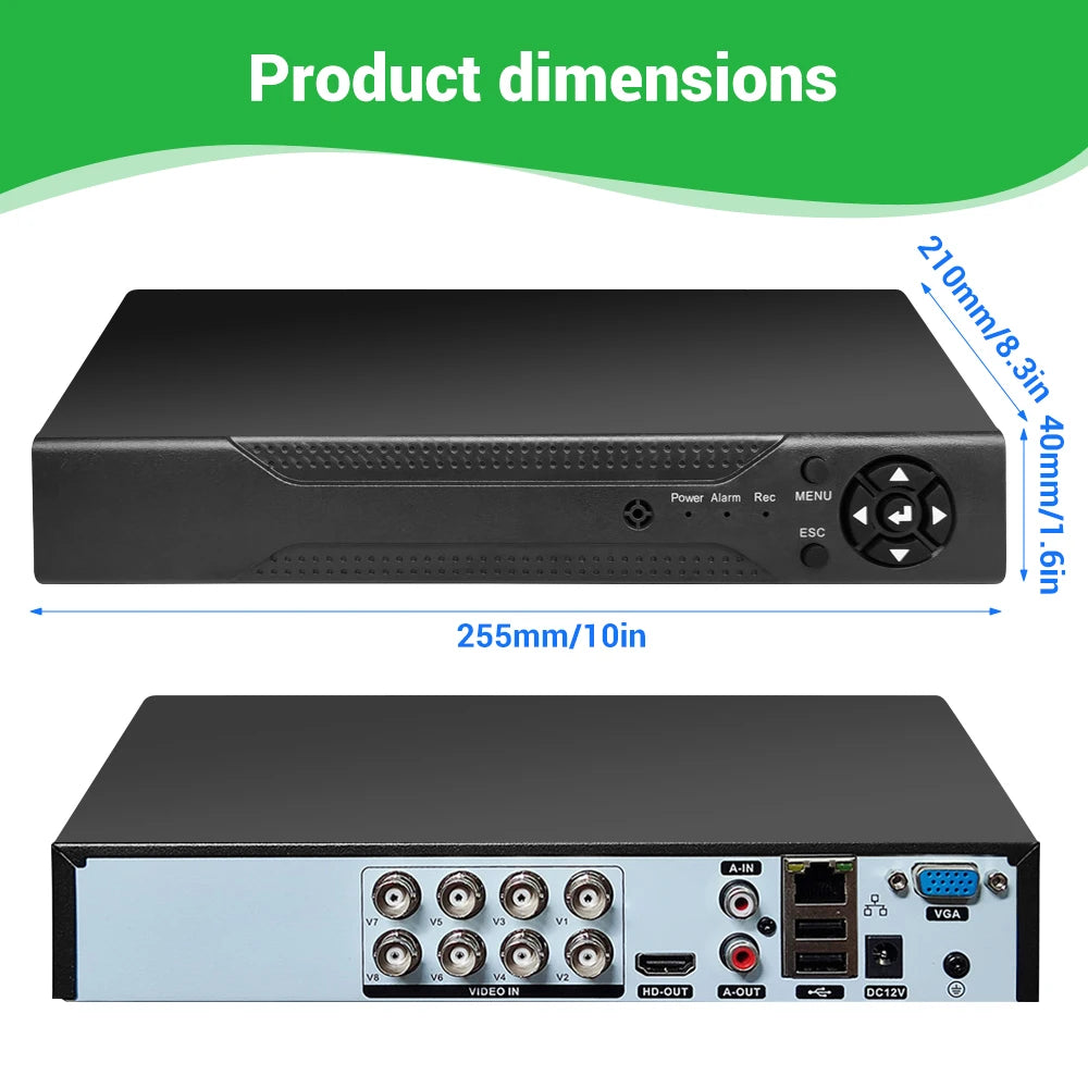 8-kanals H.265 DVR-inspelare för CCTV-system med rörelsedetektering