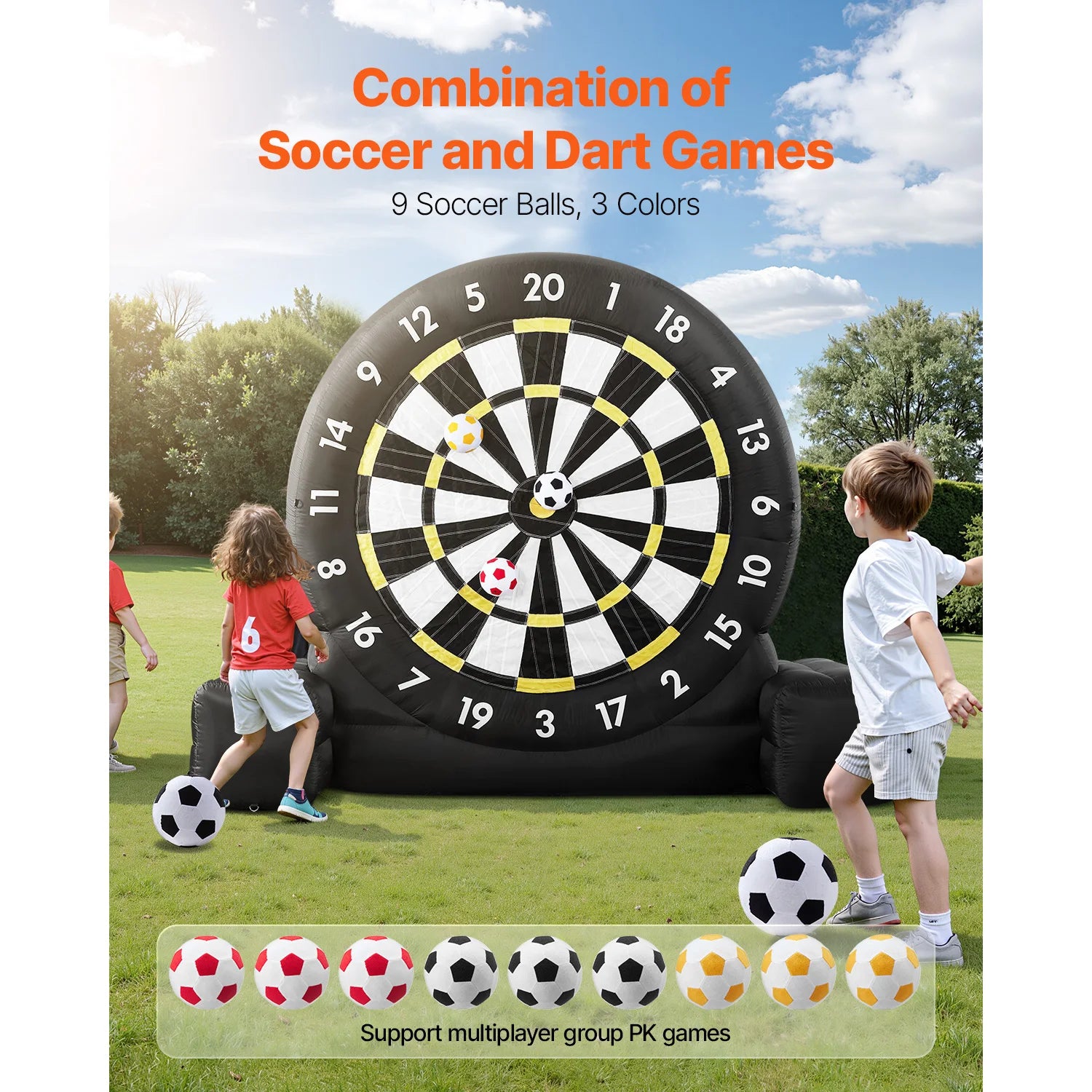 Giant Inflatable Soccer Dart Board Game with Balls & Pump