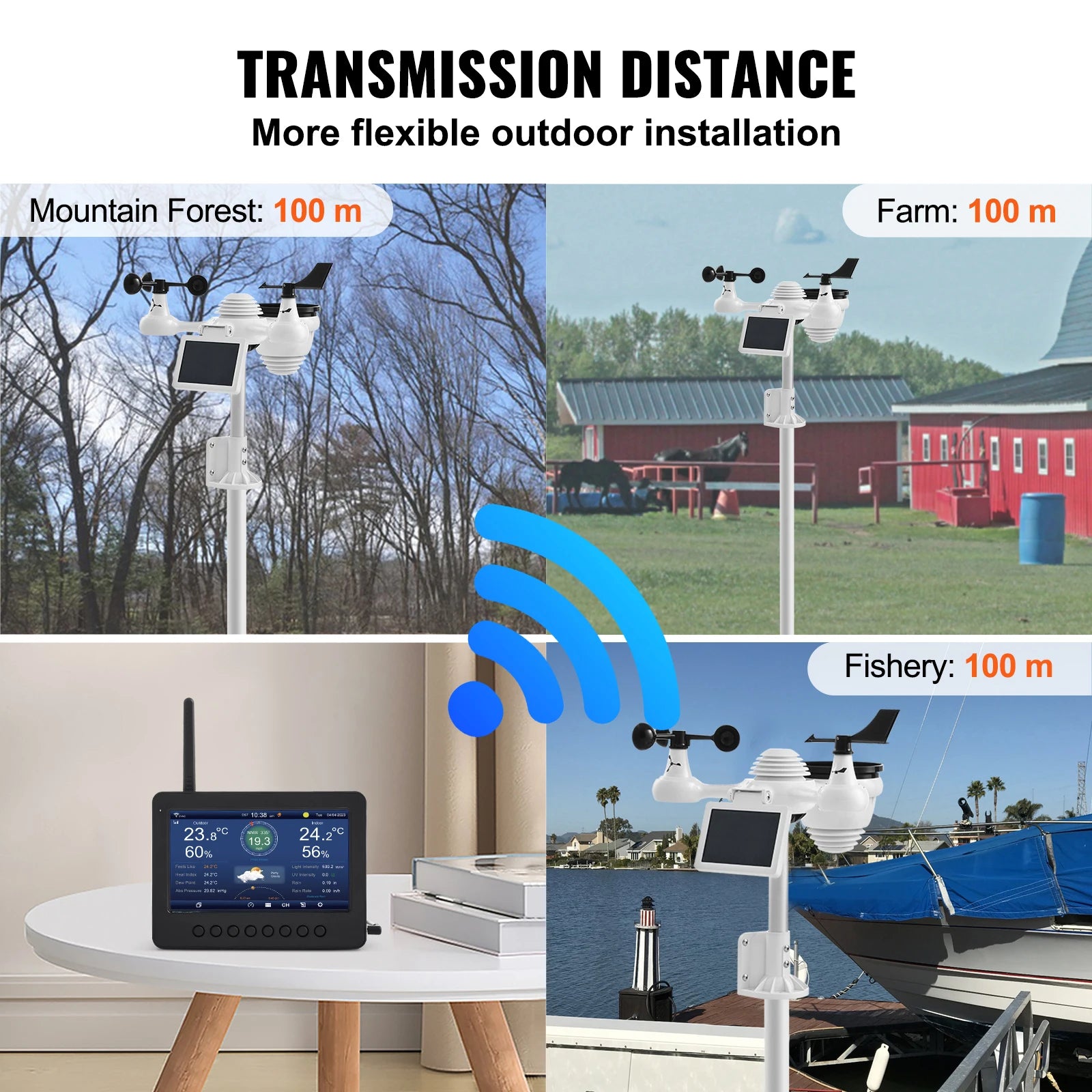 7-i-1 WiFi Väderstation med solarsensor och 7" skärm