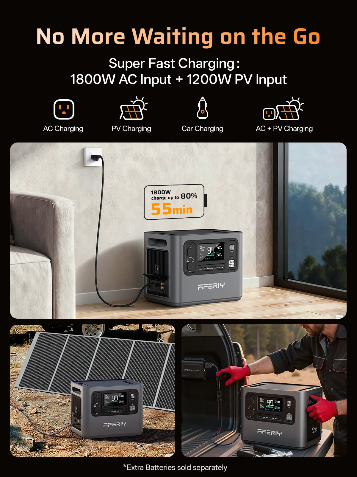 EU STOCK AFERIY P280 Portable Emergency Power Station 2800W 2048Wh LiFePO4 Solar Generator for Home Backup Outdoor Camping RV