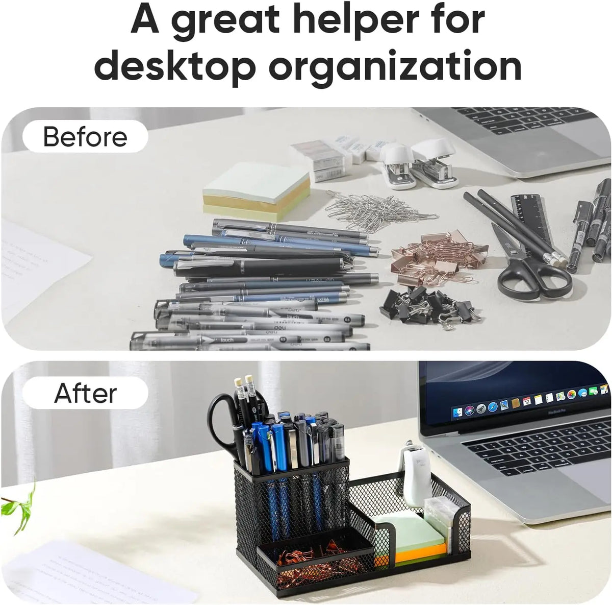 Three-Tier Black Mesh Desk Organiser