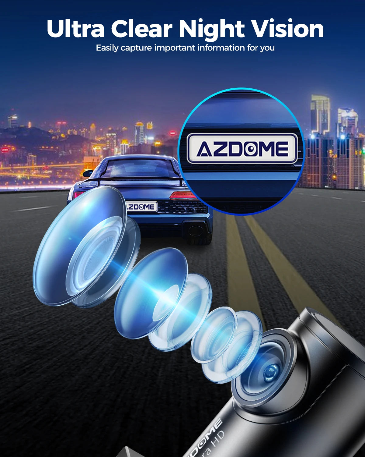 AZDOME M300S 4K Front and Rear Dash Cam with WiFi GPS