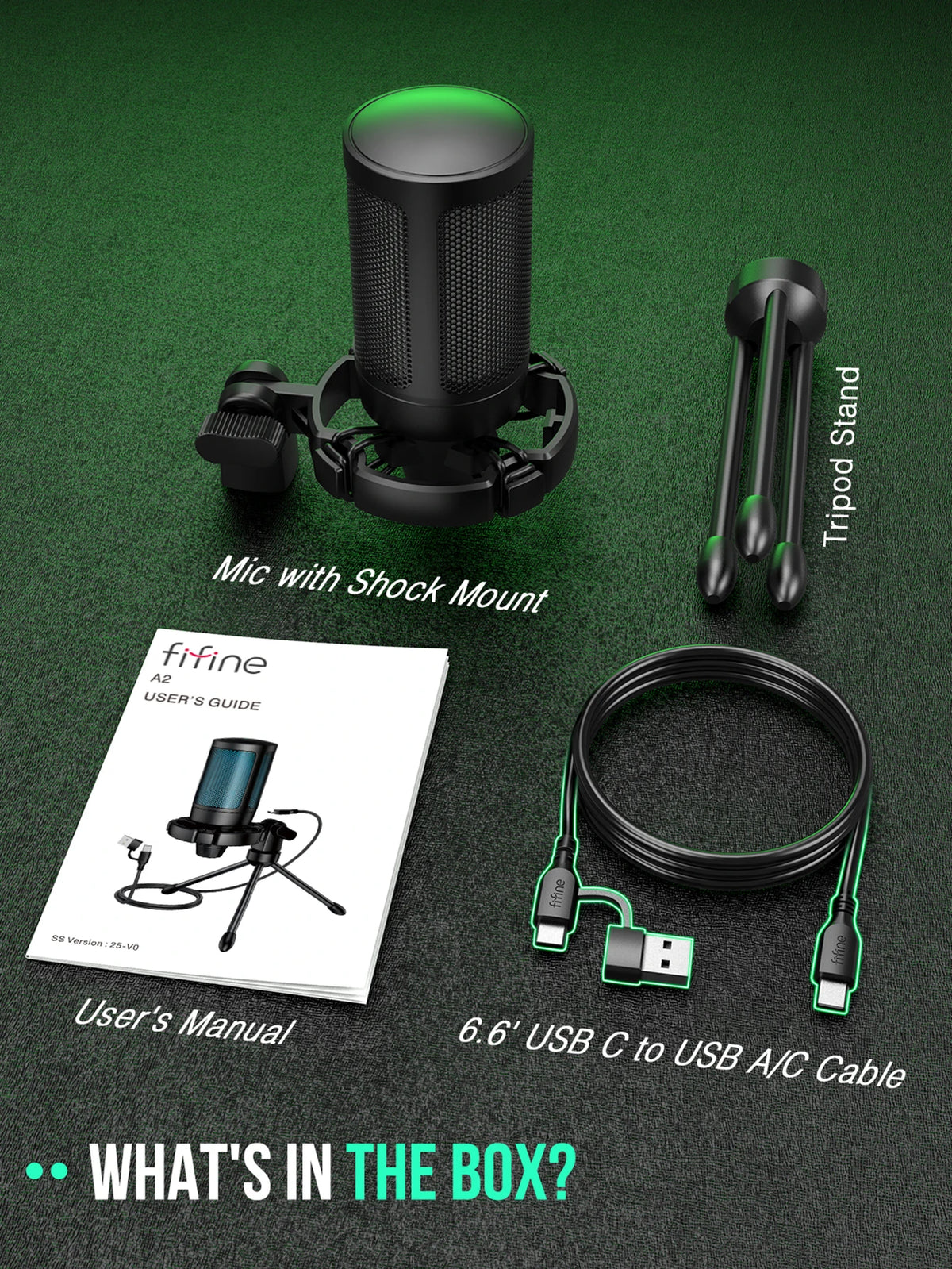 A2 RGB USB Condenser Microphone with Tripod