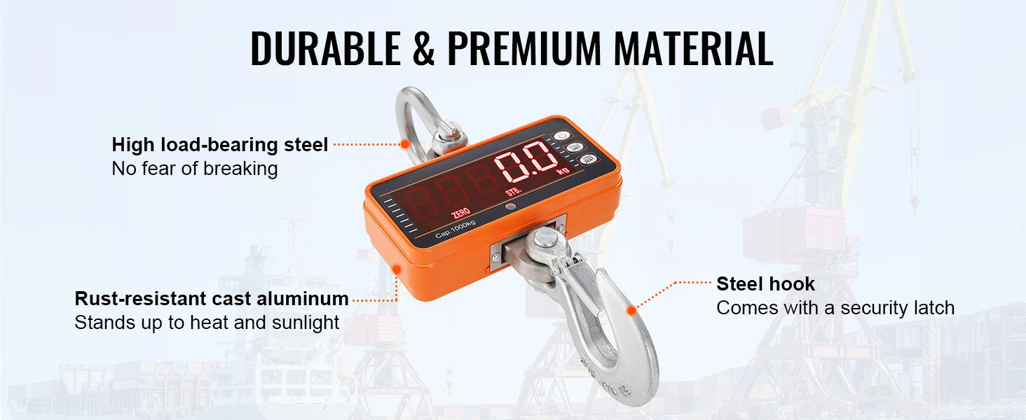1000kg Digital Crane Scale with Remote & LED Display