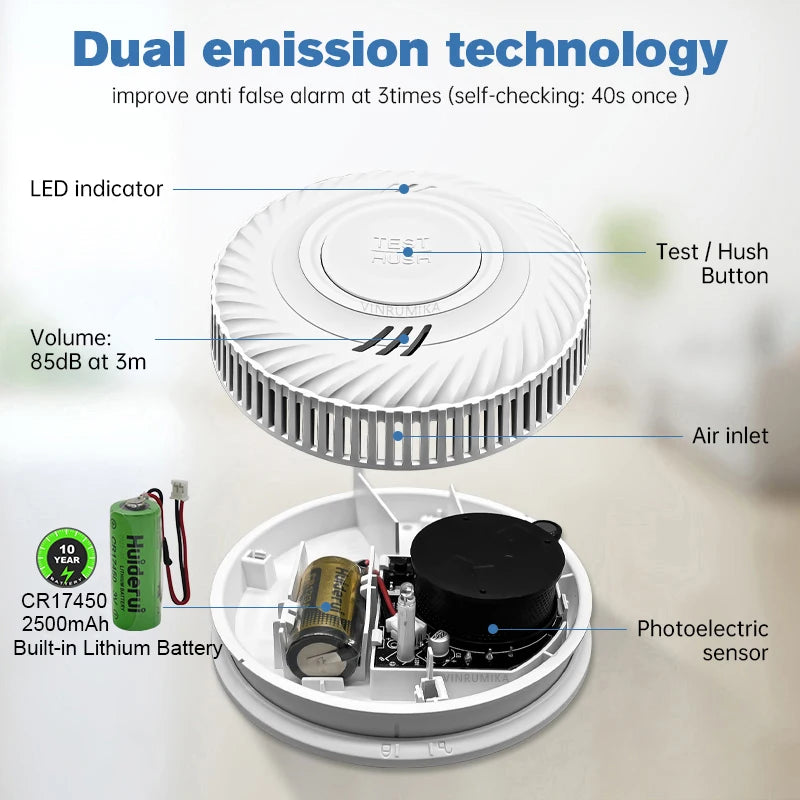 Wi-Fi Smoke Alarm with Built-In Lithium Battery