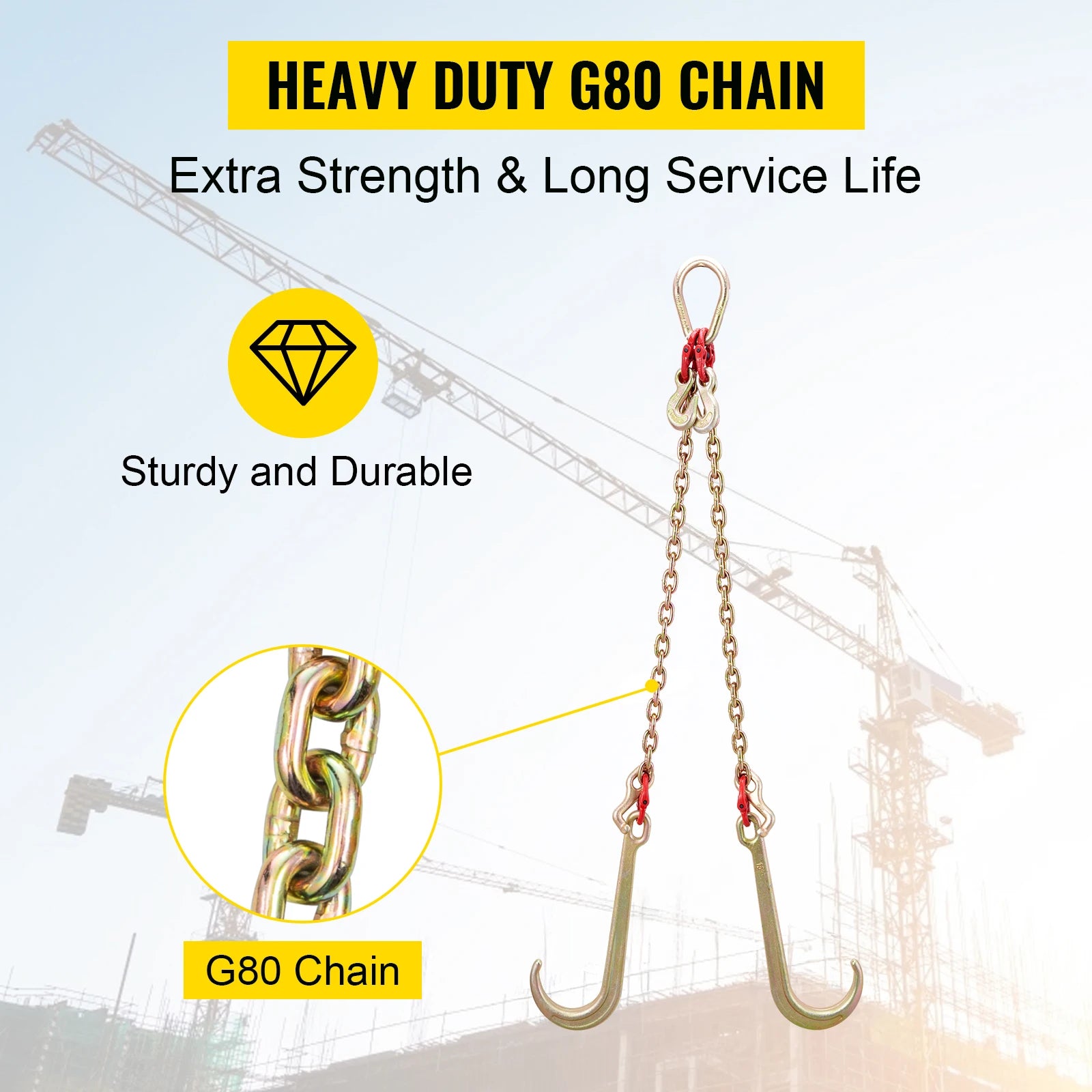 Ťahový reťaz G80 V-Bridle 5/16" x 2 stopy s hákmi J a T
