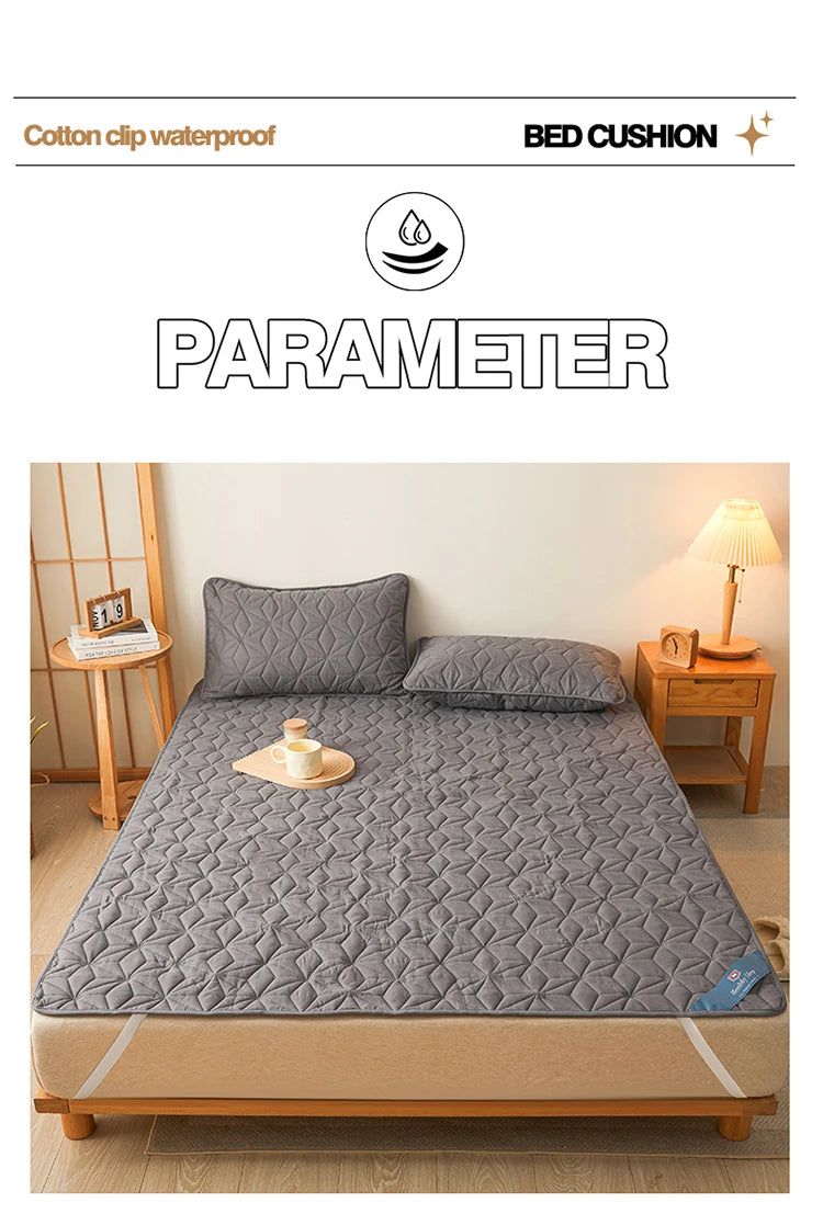 Waterproof Mattress Topper with Elastic Band Quilted Protector Pad Bedspread Winter Mattress Cover for Single/Double Bed 140/160 