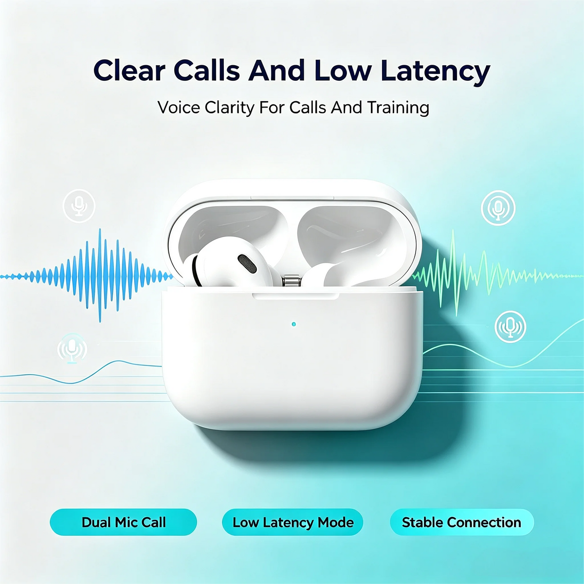 ZZLOVE Wireless Heart Rate Monitor TWS Earbuds Noise Cancelling Bluetooth Sport Earphones Charging Case