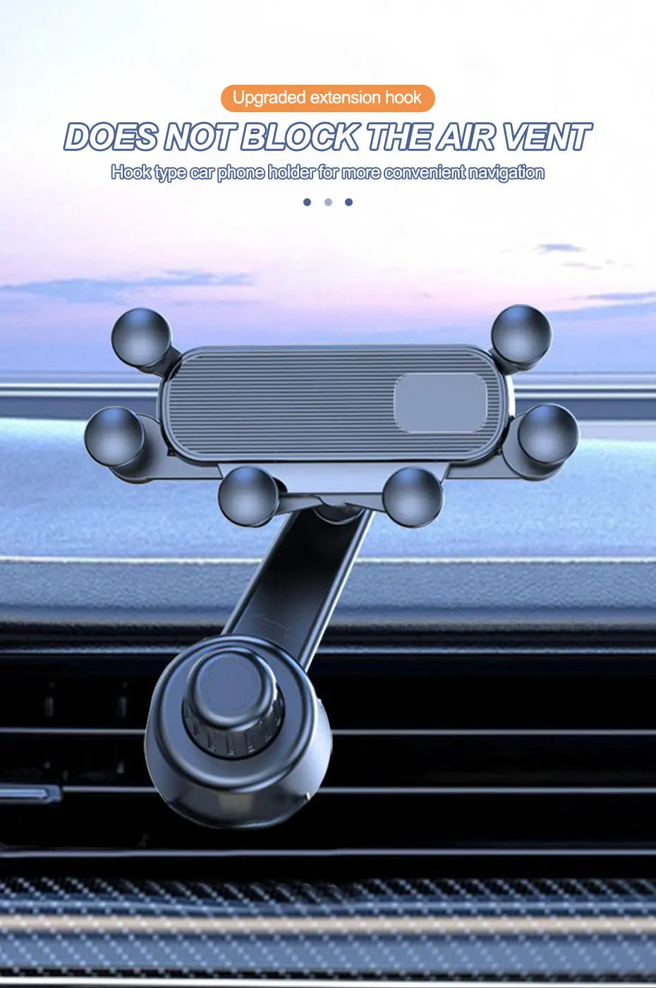SEAMETAL Air Vent Car Phone Holder 6-Joint 360-Degree Gravity Phone Mount Stable Hook Cellphone Stand Universal for 4.7-7 inch