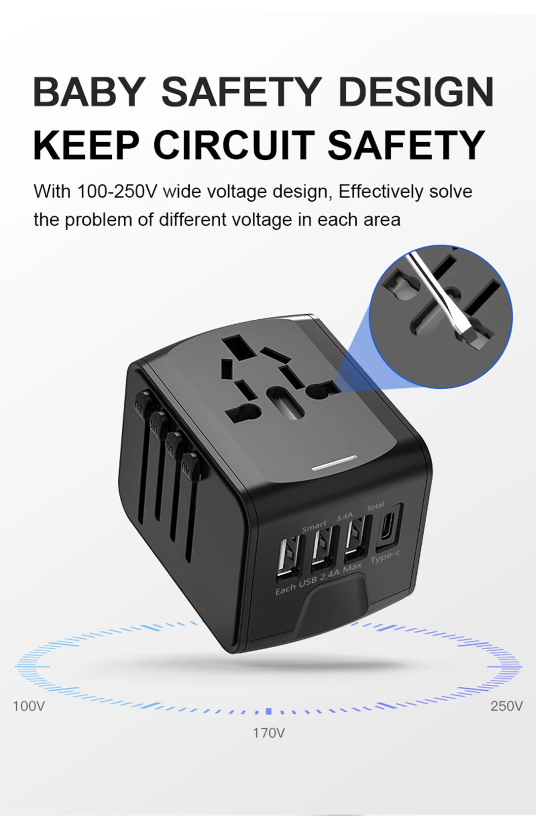 Universal Travel Adapter with USB Charging Ports