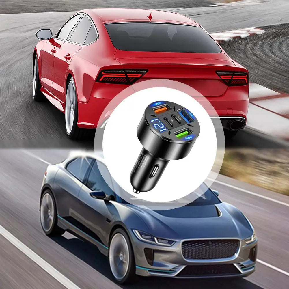 Punjač za automobil s pet izlaza i digitalnim prikazom