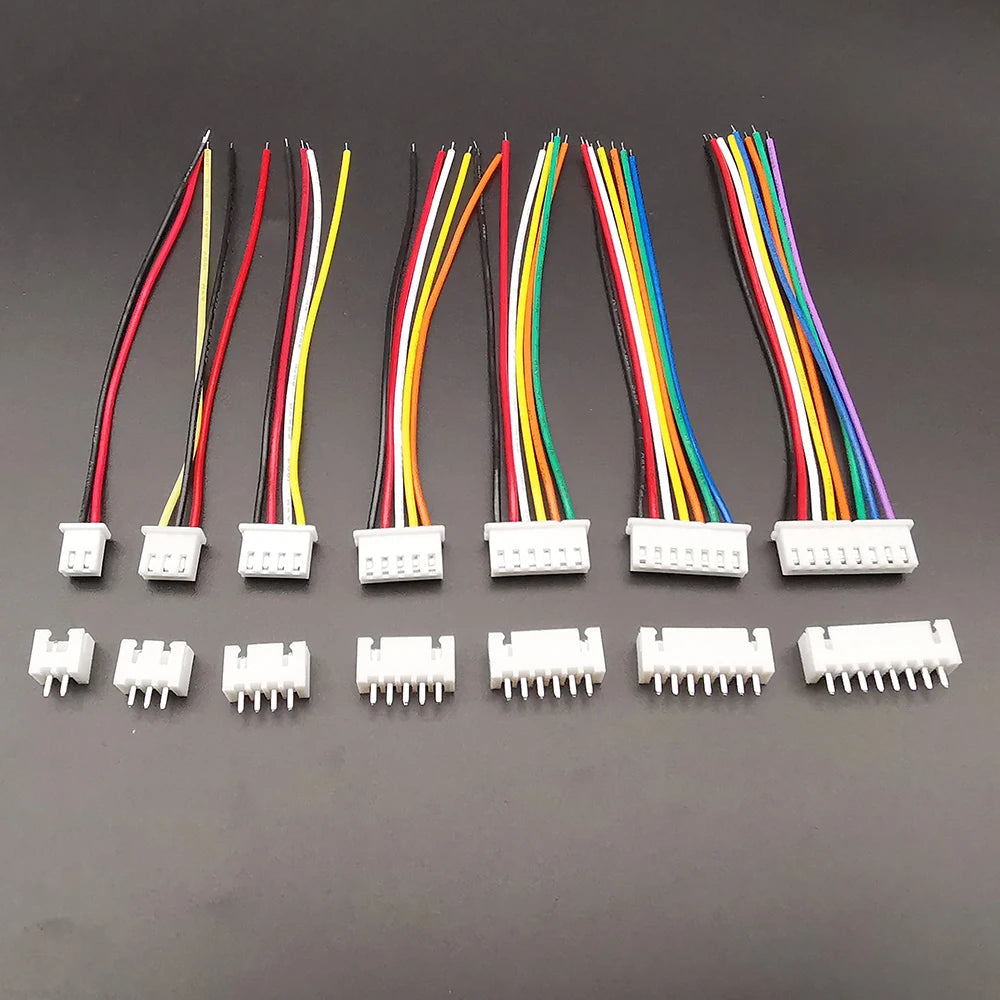 5Sets JST XH2.54 XH 2.54mm Wire Cable Connector 2/3/4/5/6/7/8 Pin Male and Female Plug Socket 10cm 20cm Wire Length 26AWG 