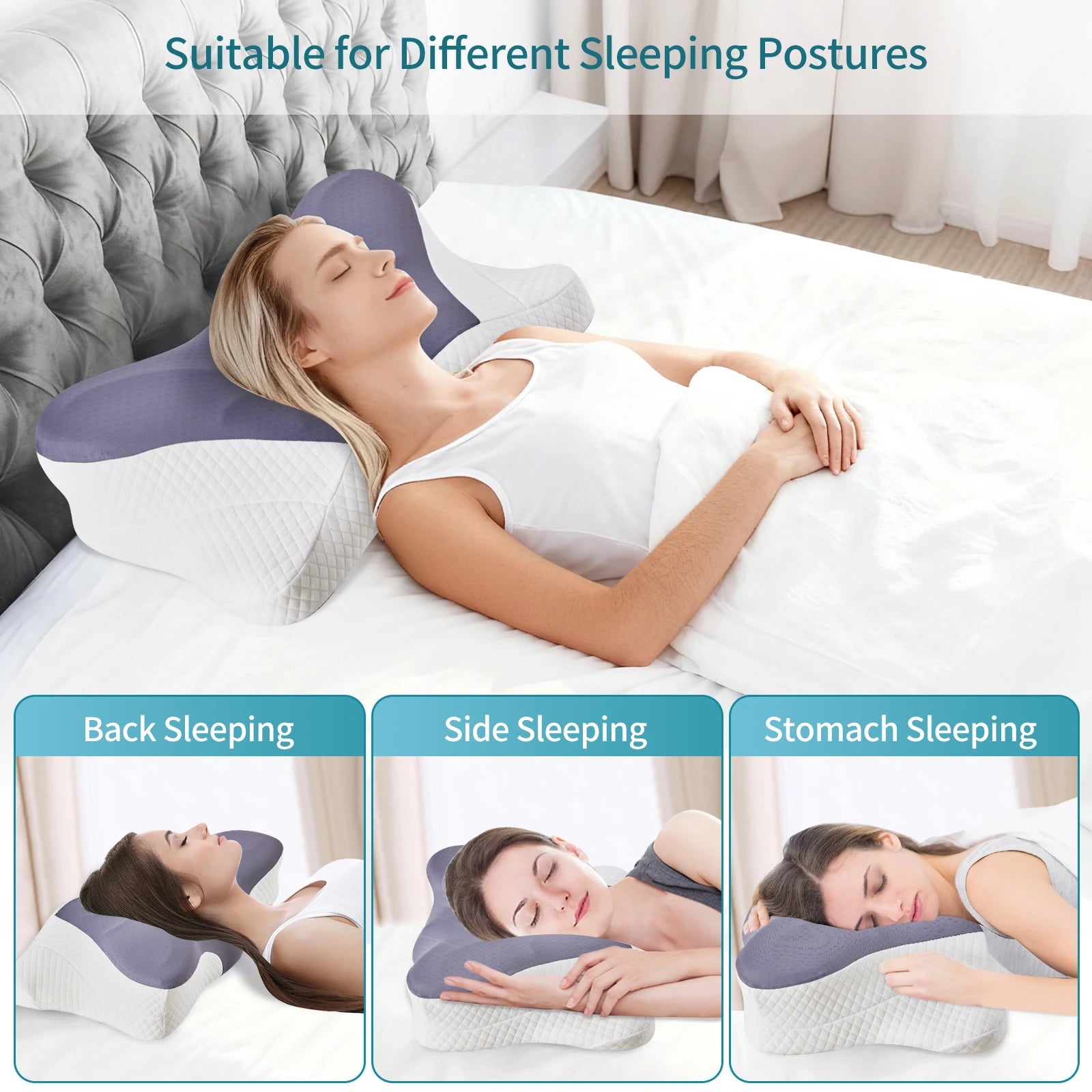 Ergonomic Memory Foam Cervical Pillow with Cooling Cover
