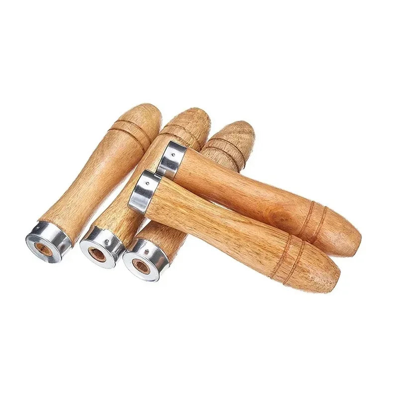 Wooden File Handle, 5-Piece Replacement Grip Set, 9 cm