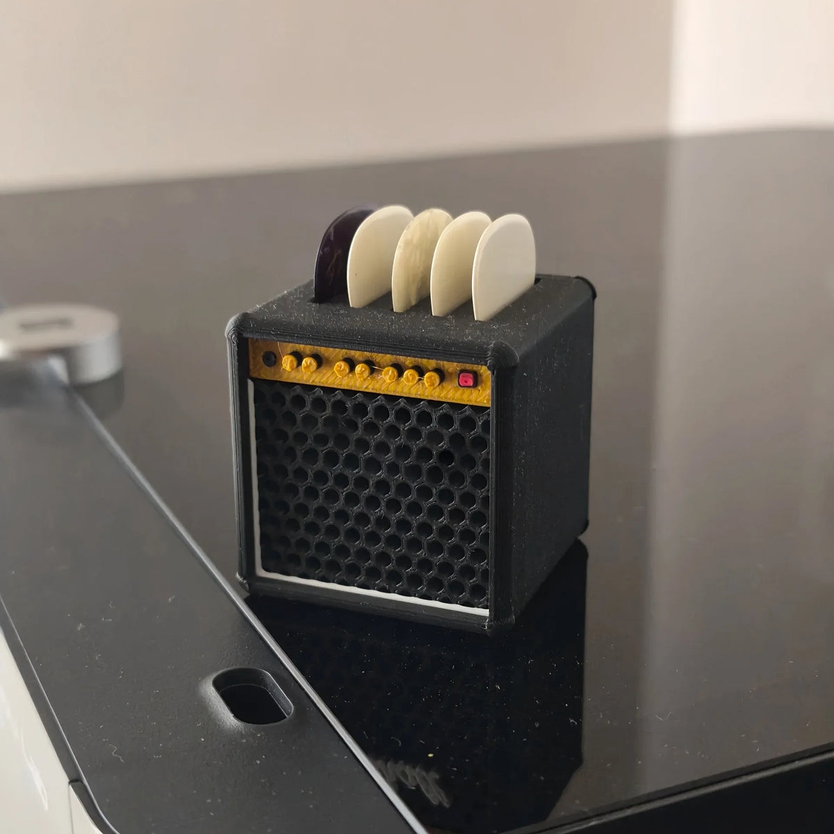 Guitar-Shaped Pick Holder and Amplifier-Shaped Drawer Set