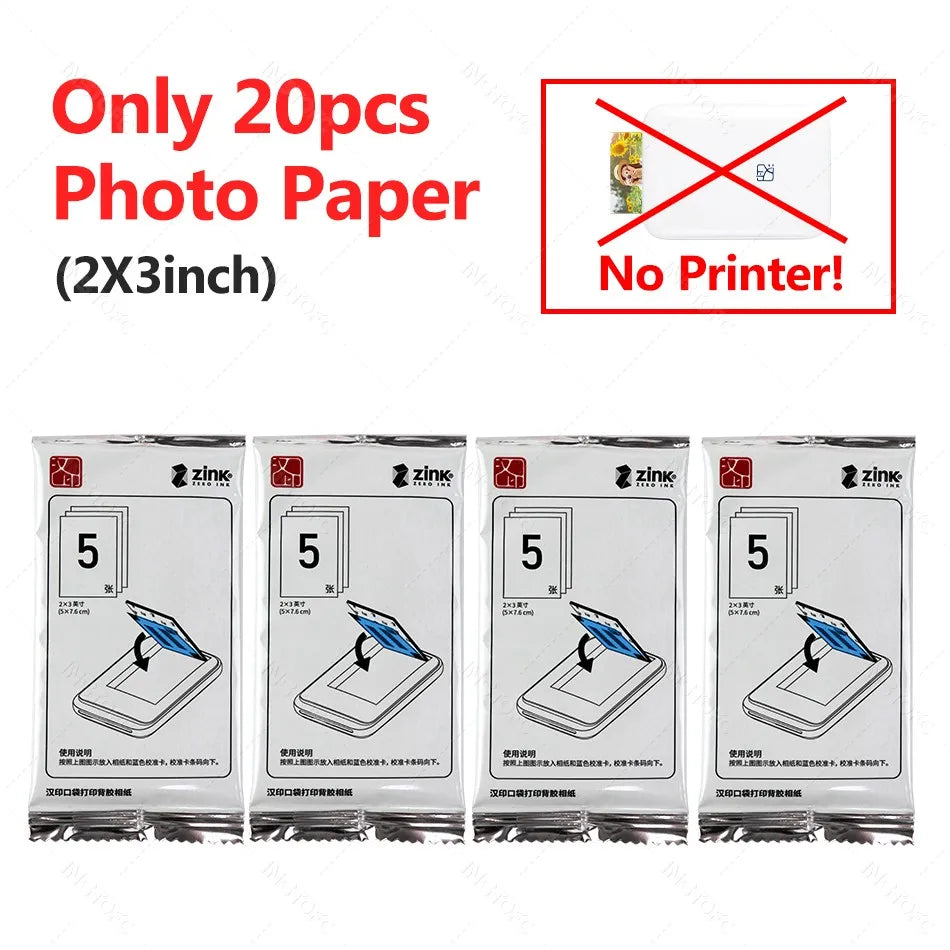 MT53 Bluetooth Pocket Photo Printer & 2 × 3 in Paper Options