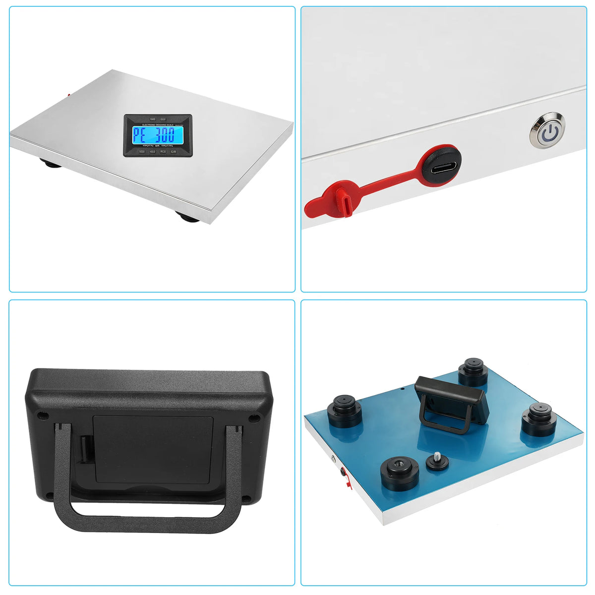 Balance d’expédition numérique 450kg/992lb Haute résistance Postal Scale en acier inoxydable avec afficheurs sans fil/Tare/3 unités pour maison
