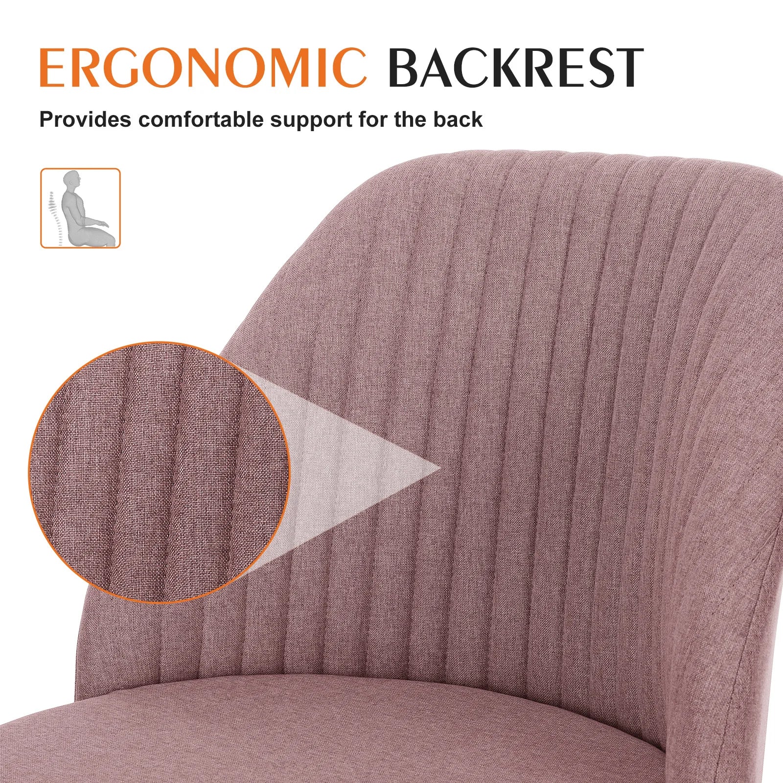 Armless Adjustable Swivel Desk Chair with Wheels and Back Support