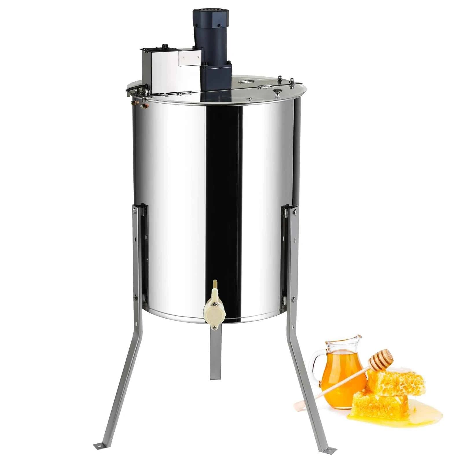 SucceBuy Electric Honey Extractor 4/8 Frames Honey Spinner Stainless Steel Beekeeping Extraction Height Adjustable Stand