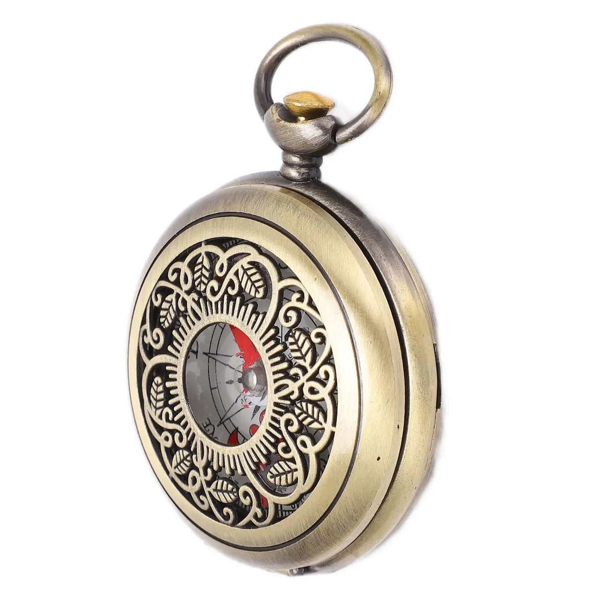 Vintage-Style Pocket Compass with Ornate Folding Lid