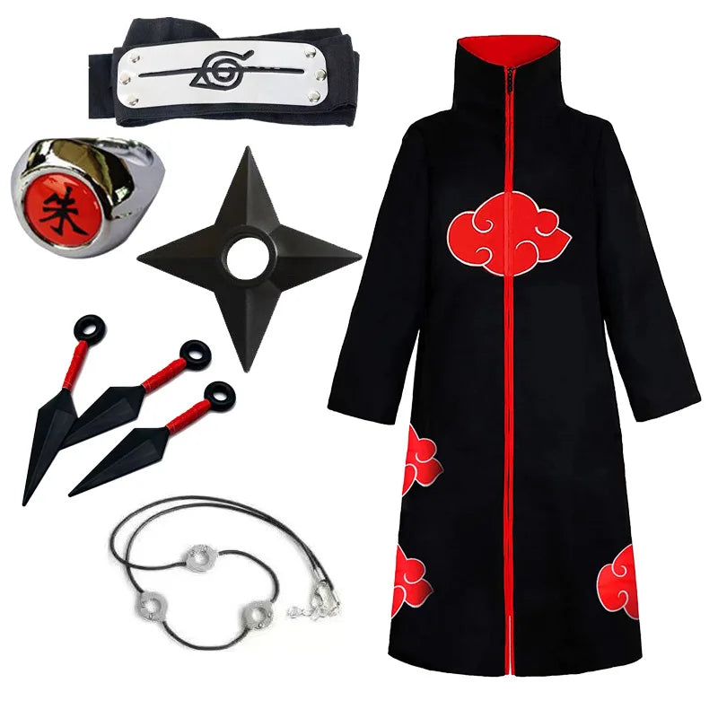 Ensemble de costume de cosplay Akatsuki avec cape inspirée des animés