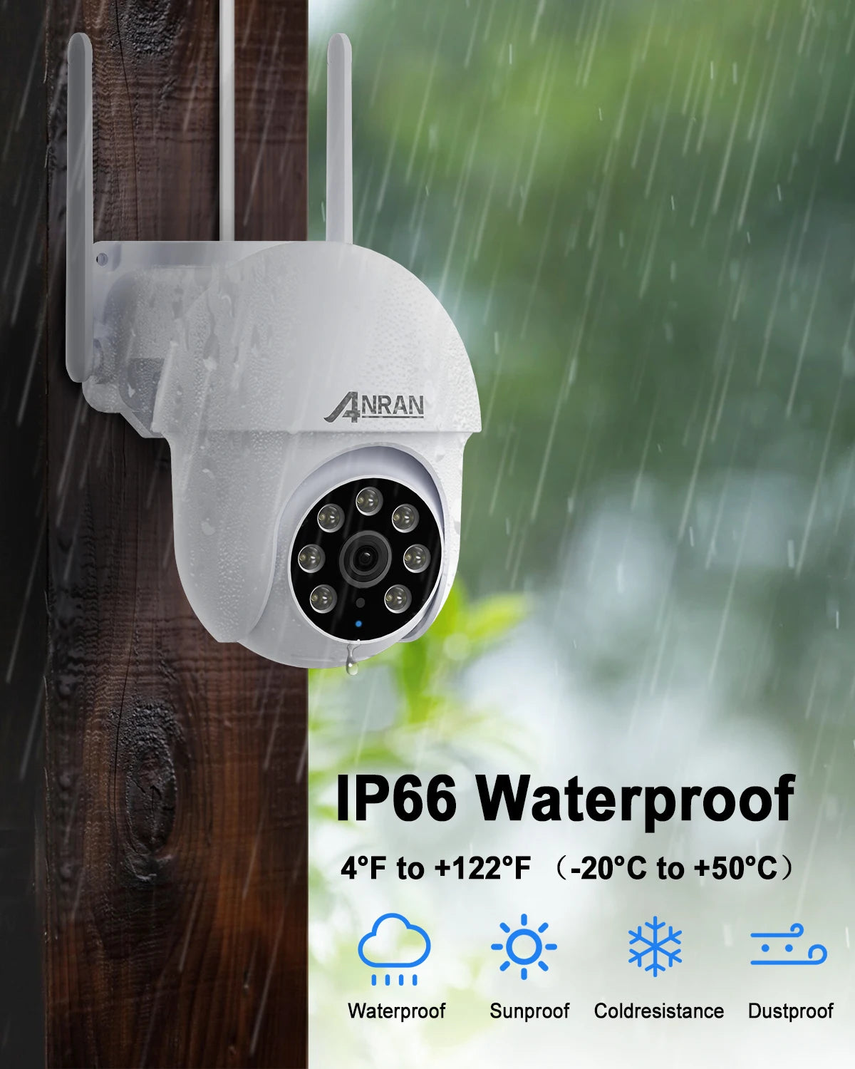 5MP Wired WiFi Security Camera with Auto Tracking, Two-Way Audio, IP66
