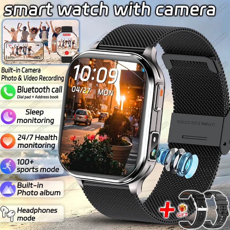 2026 Νew Smart Watch With Camera Men Women Photos Record Video Health Sports Fitness IP68 Waterproof Call Recording Smartwatches