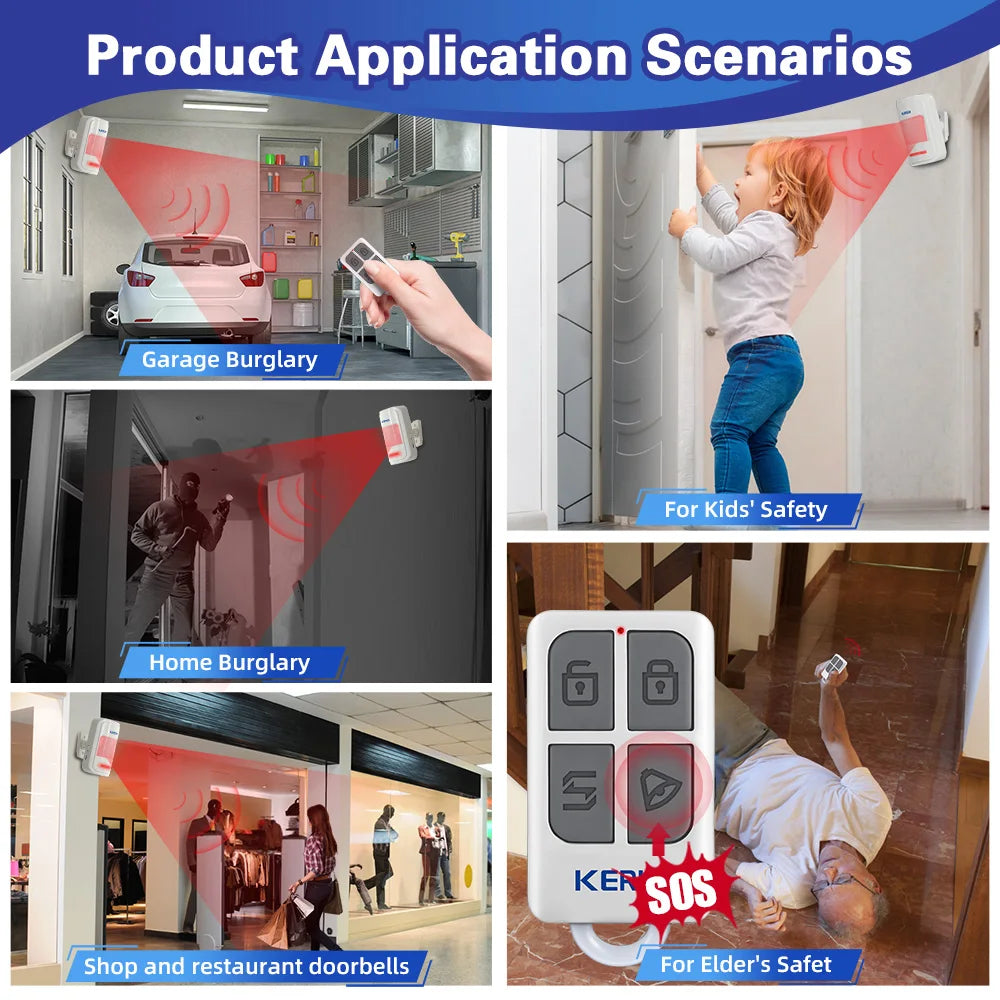 KERUI Wireless PIR Motion Sensor Alarm with Remote, 433MHz