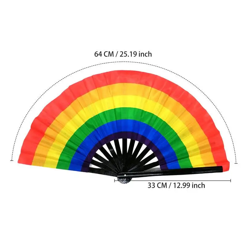 Ventaglio pieghevole arcobaleno con stecche in bambù