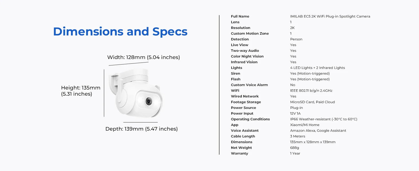 IMILAB EC5 Telecamera Floodlight 2K con tracciamento a 360° e visione notturna