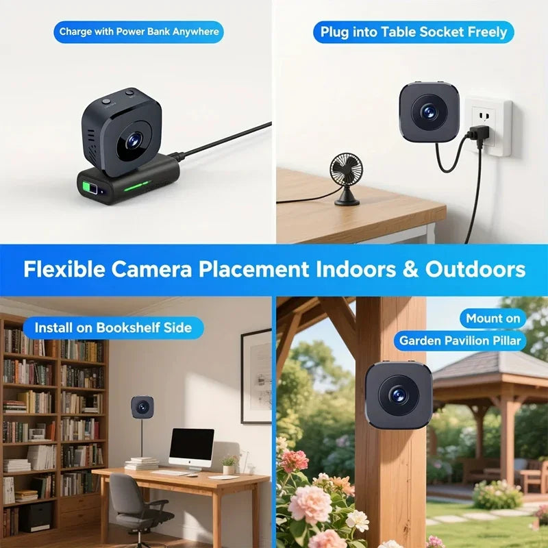 Wireless Mini Security Camera 1080P WiFi Indoor Outdoor Surveillance with Motion Detection Night Vision 2 Way Audio
