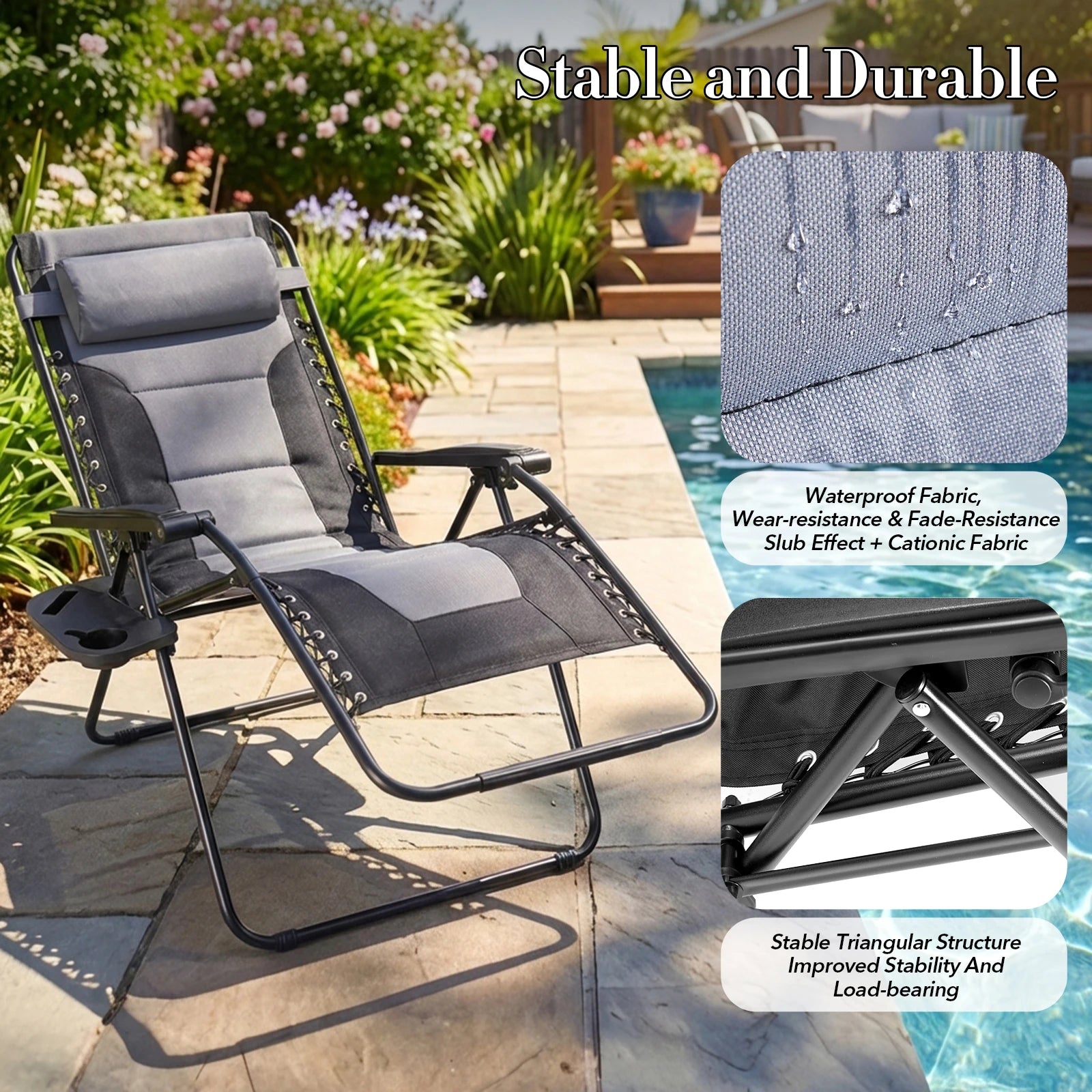 Oversized Zero Gravity Reclining Chair with Cushion & Cup Holder