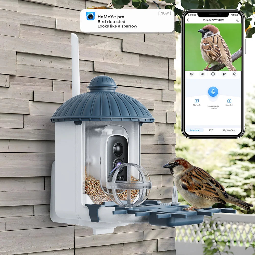 Smart Bird Feeder Camera with Solar Power, 4MP HD WiFi