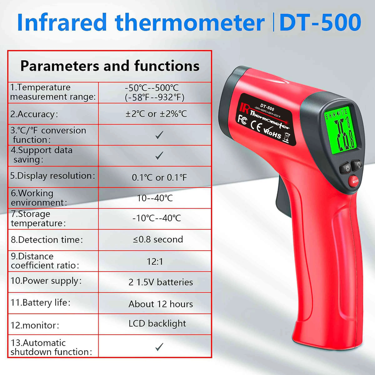DT-500 Infrared Surface Thermometer