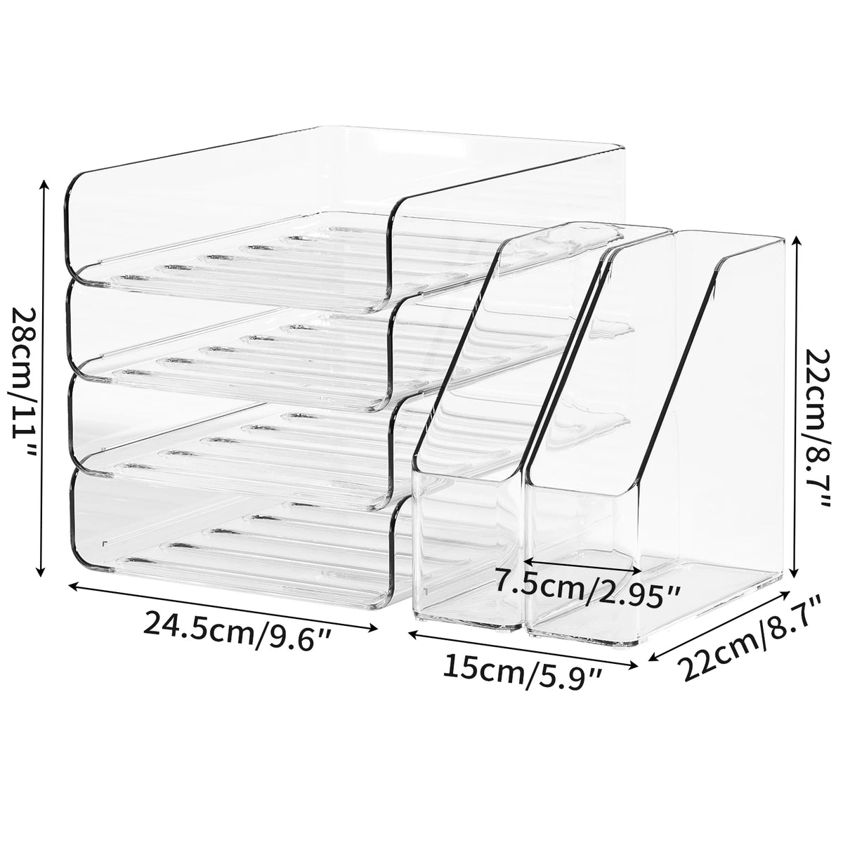 A4 Document Letter Tray Set, Stackable Desktop Organizer