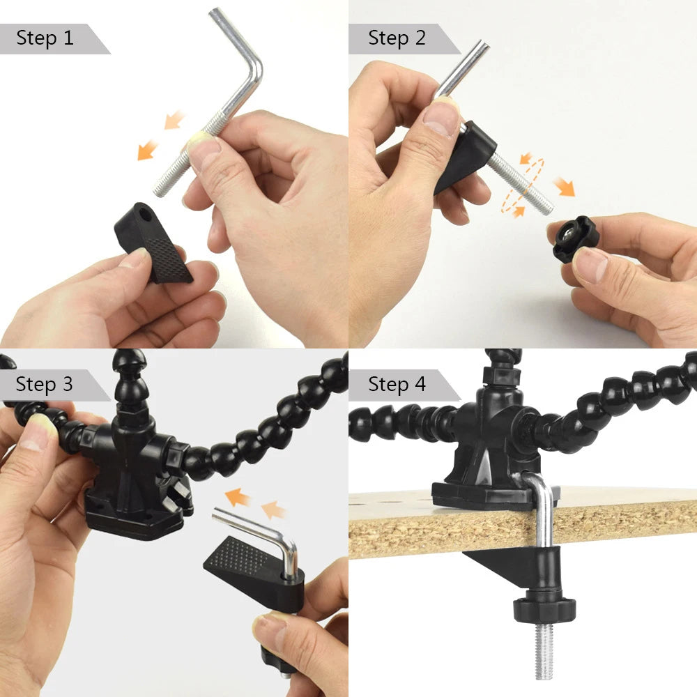 Soldering Third Hand with Flexible Arms and Desk Clamp Base