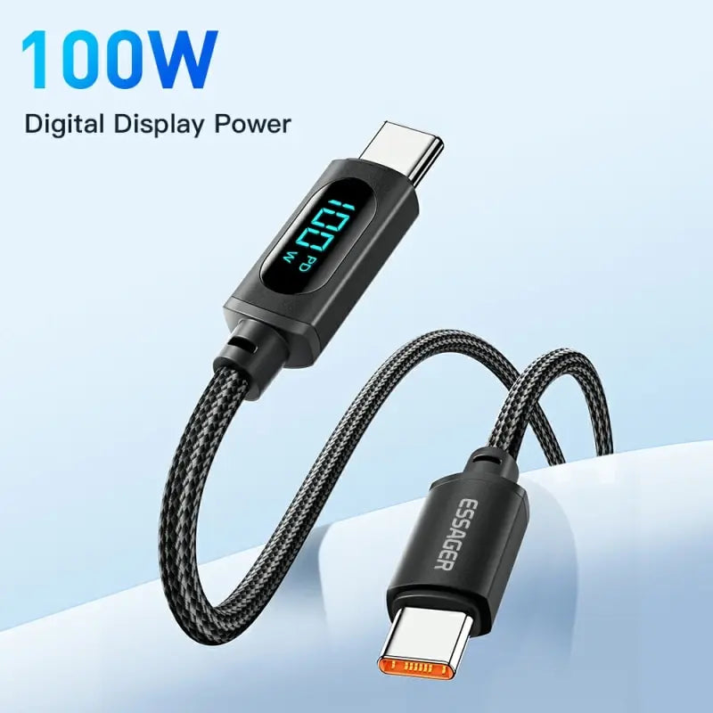 100W USB-C Charging Cable with LED Power Display