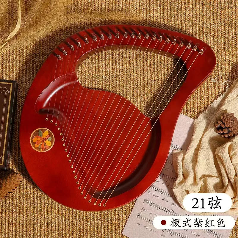 Mahogany Lyre Harp - String and Tuning Options