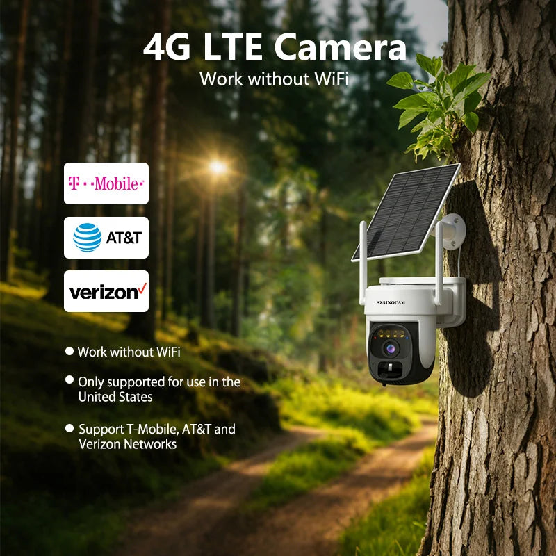 4G Solar-Powered 3MP Outdoor Security Camera with Color Night Vision