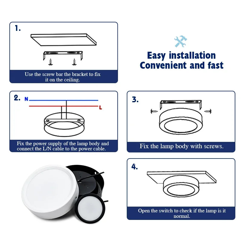 Surface-Mounted LED Ceiling Light, 9W-18W Options