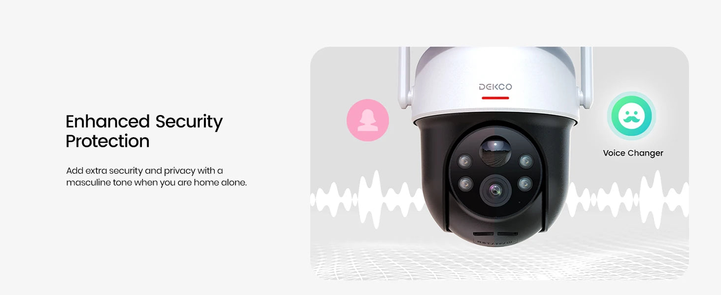 DEKCO 3MP Solar WiFi Outdoor Security Camera with PTZ